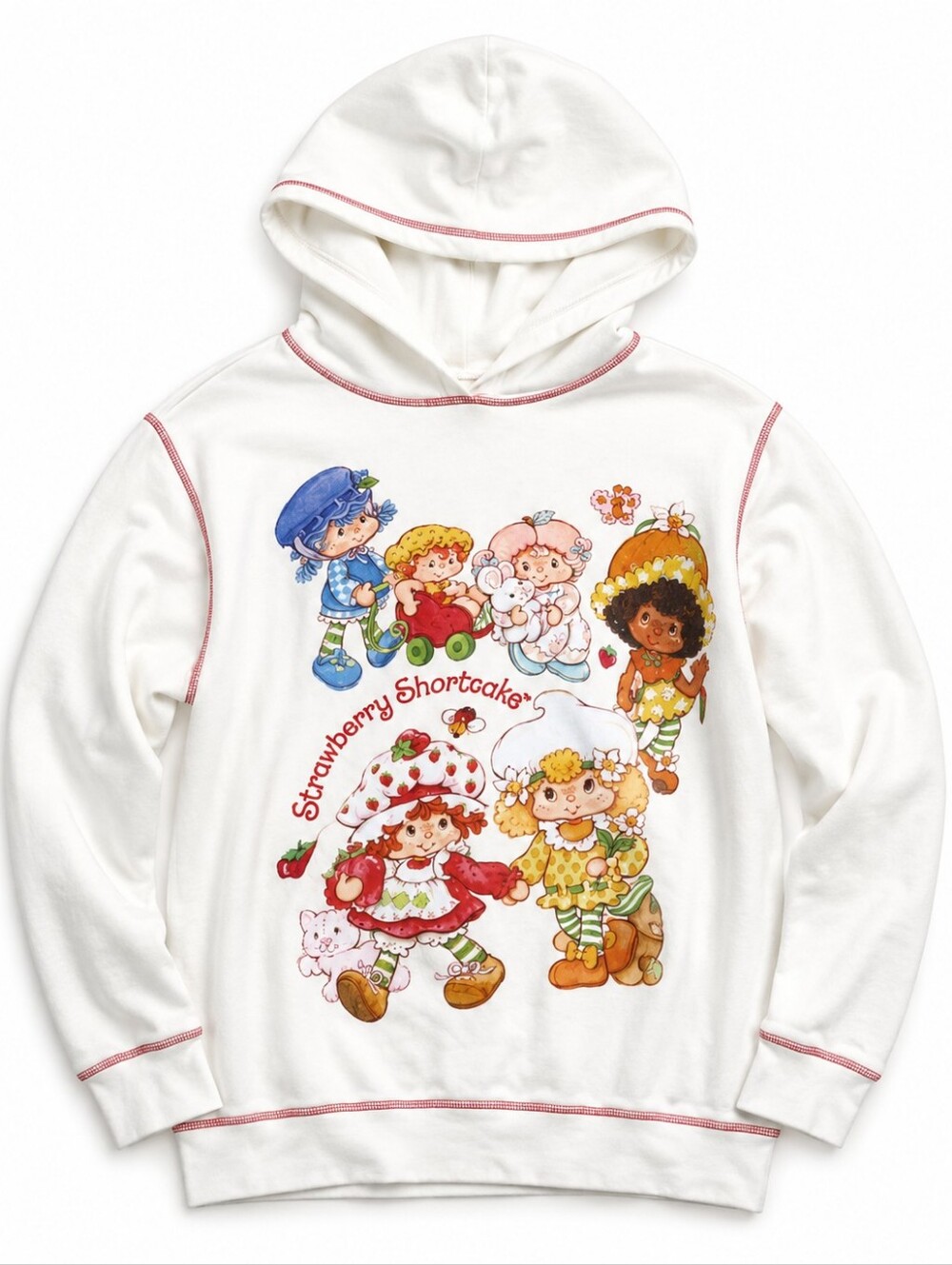 Dolls Kill Strawberry Shortcake Oversized White Hoodie.  Sweetest Friends. S